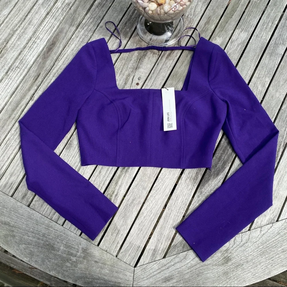 💜 ZARA PURPLE LONG SLEEVE CROP TOP!